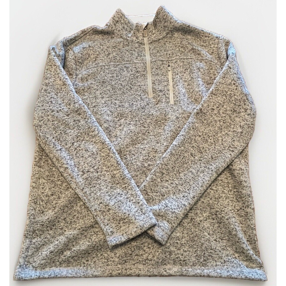 Jockey Quarter Zip Pullover Mens XL Gray Marled Fleece Lined Sweater